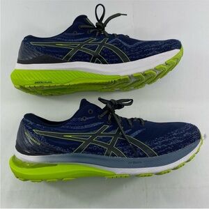 Asics Gel-Kayano 29 running shoes blue lime green Like New 14